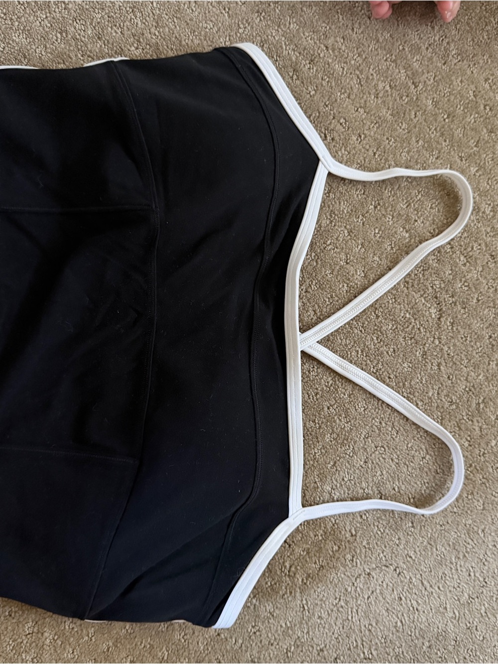 Vuori Black Crop Tank with White Trim
